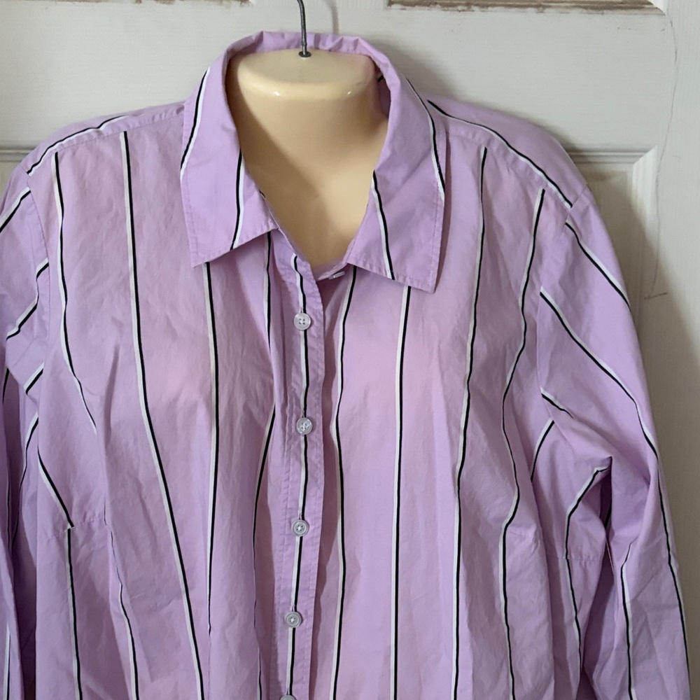 Talbots Lavender Striped Button Down Shirt